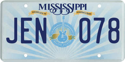 MS license plate JEN078