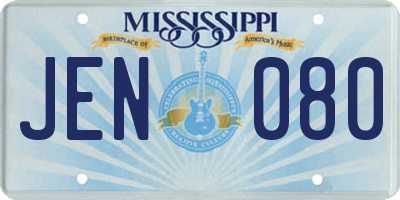 MS license plate JEN080
