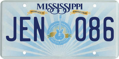 MS license plate JEN086