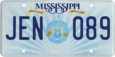 MS license plate JEN089