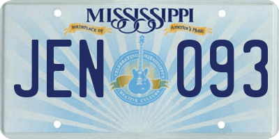 MS license plate JEN093