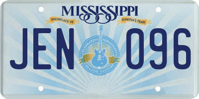 MS license plate JEN096