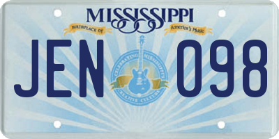 MS license plate JEN098