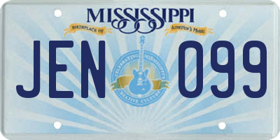 MS license plate JEN099