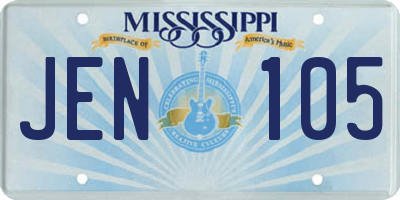 MS license plate JEN105