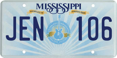 MS license plate JEN106