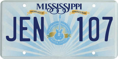 MS license plate JEN107