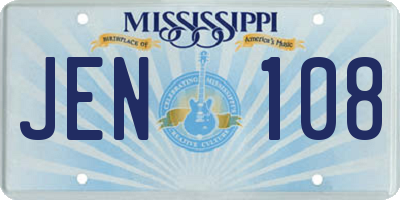 MS license plate JEN108