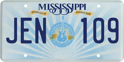 MS license plate JEN109