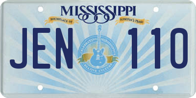 MS license plate JEN110