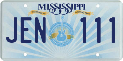 MS license plate JEN111