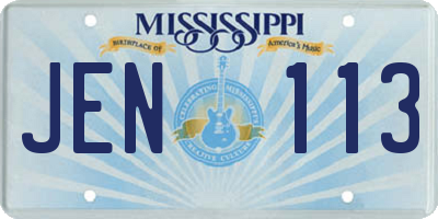 MS license plate JEN113
