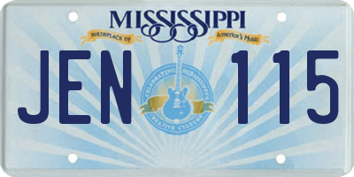 MS license plate JEN115