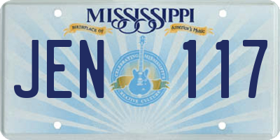 MS license plate JEN117