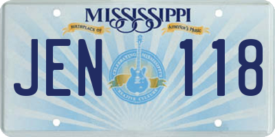 MS license plate JEN118