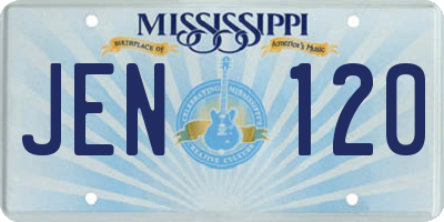 MS license plate JEN120