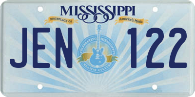 MS license plate JEN122