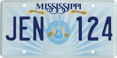 MS license plate JEN124