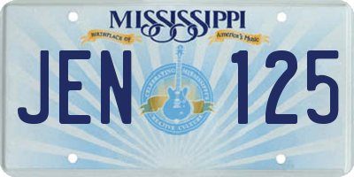 MS license plate JEN125