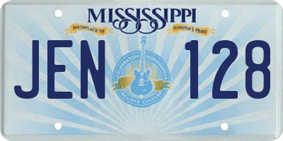 MS license plate JEN128