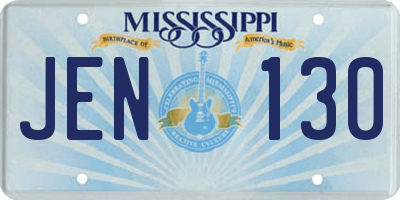 MS license plate JEN130