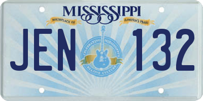 MS license plate JEN132