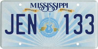 MS license plate JEN133