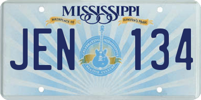 MS license plate JEN134
