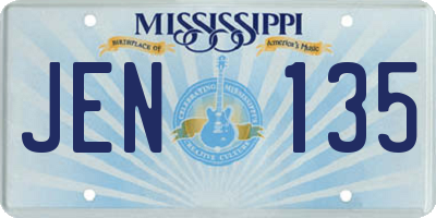 MS license plate JEN135