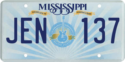 MS license plate JEN137