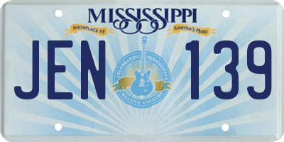 MS license plate JEN139