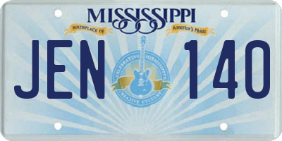 MS license plate JEN140