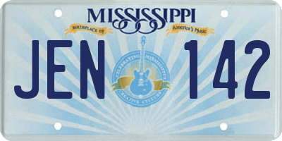 MS license plate JEN142