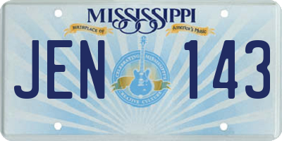 MS license plate JEN143