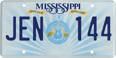 MS license plate JEN144