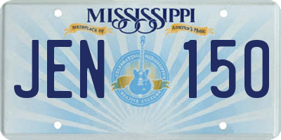 MS license plate JEN150