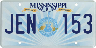 MS license plate JEN153