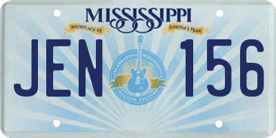 MS license plate JEN156