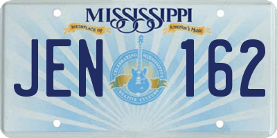MS license plate JEN162