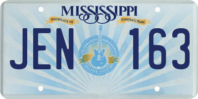 MS license plate JEN163