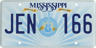 MS license plate JEN166