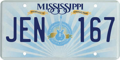 MS license plate JEN167