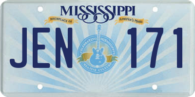 MS license plate JEN171