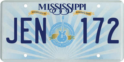 MS license plate JEN172