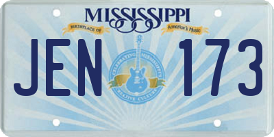 MS license plate JEN173