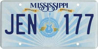 MS license plate JEN177