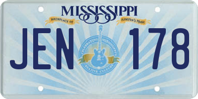 MS license plate JEN178