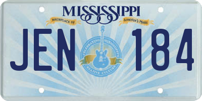 MS license plate JEN184