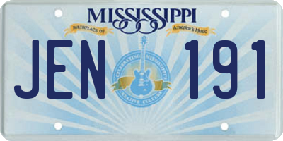 MS license plate JEN191