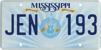 MS license plate JEN193